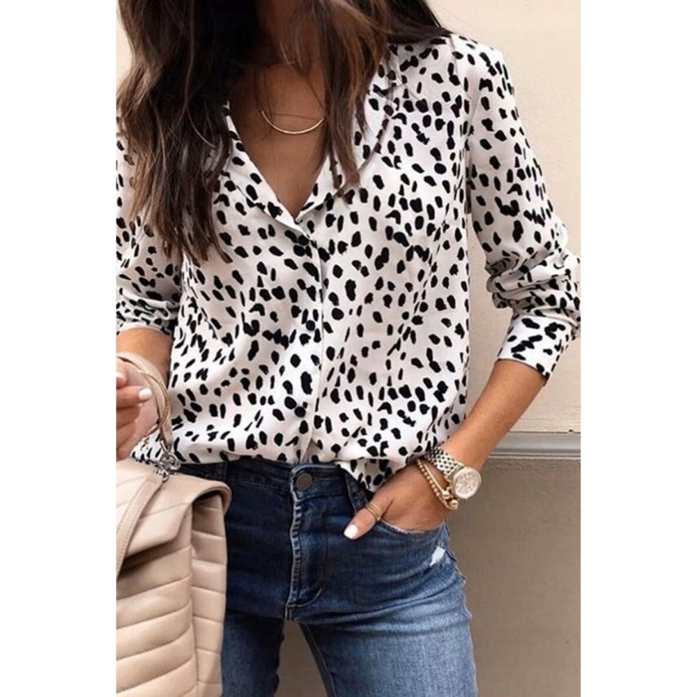 NWT Cupshe Eugenia Long Sleeve Animal Print Blouse Size XS - Picture 2 of 7